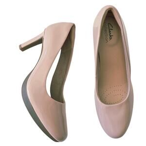 Clarks Ambyr Joy Dusty Pink Patent Leather Pump Heels Size 8.5